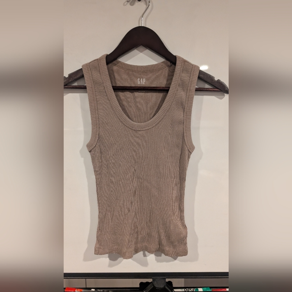 GAP Tan Fitted Ribbed Tank Top